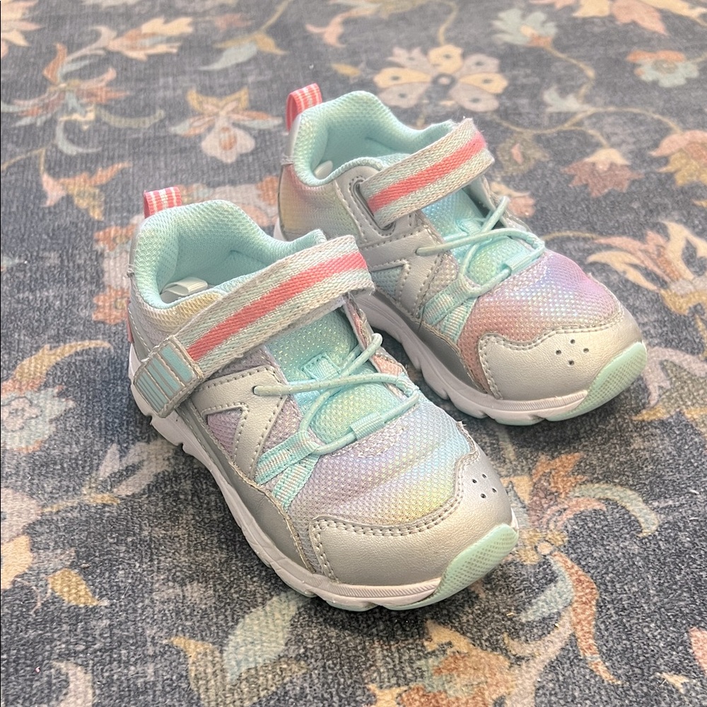 Stride Rite Girls Pastel Rainbow & Mint Sneakers